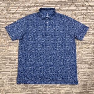 Rhoback Performance Polo Men’s XL Paisley Floral Print Golf Stretch Comfort Rare
